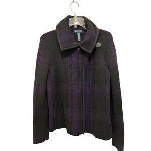 Women's Med Ralph Lauren Lambswool Jacket Cardigan Sweater